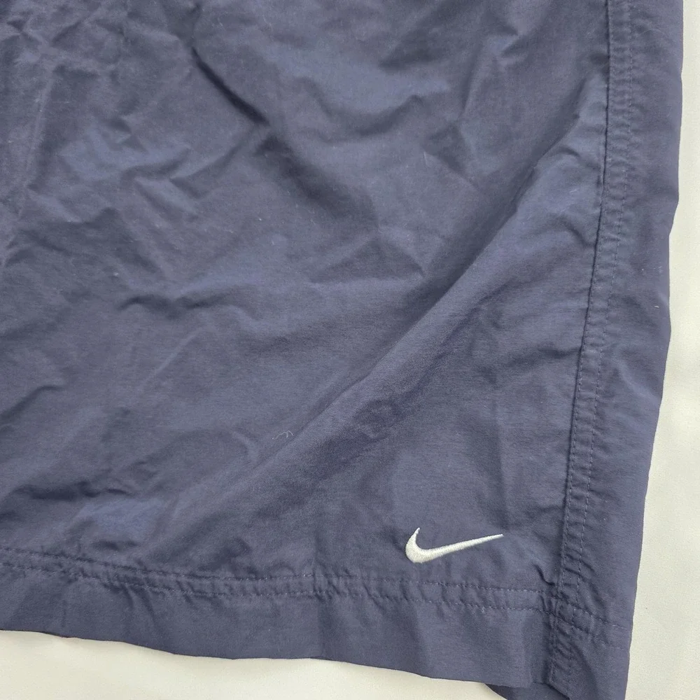 Nike Shorts Mens 2XL Navy Blue Mesh Lined Swim Trunks Elastic Waist Swoosh